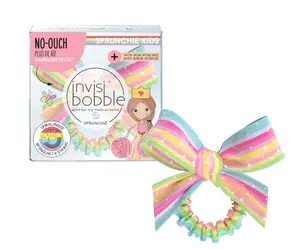 Dětská ozdobná spirálová gumička s mašlí Invisibobble Sprunchie Kids Let's Chase Rainbow (IB-KI-SPHP102)