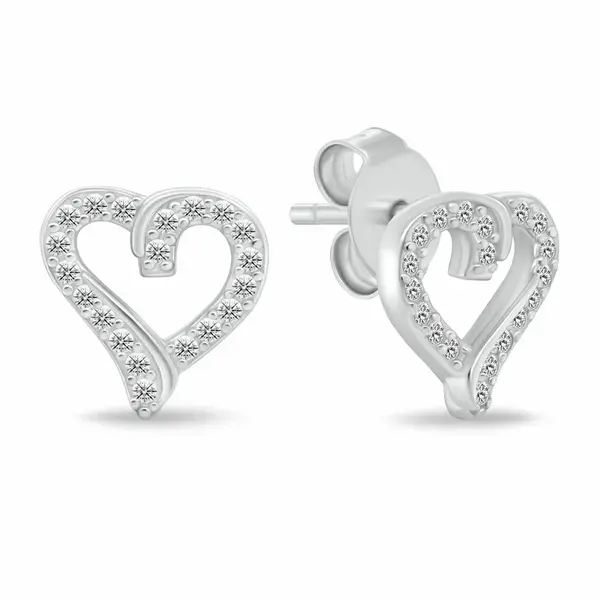 Brilio Silver Něžné stříbrné náušnice srdíčka se zirkony EA100W