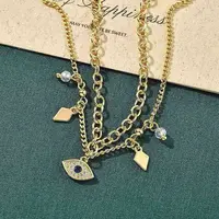 Brass Micro Pave Cubic Zirconia Multi-strand Charm Bracelets