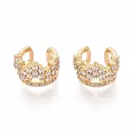 Brass Micro Pave Clear Cubic Zirconia Cuff Earrings