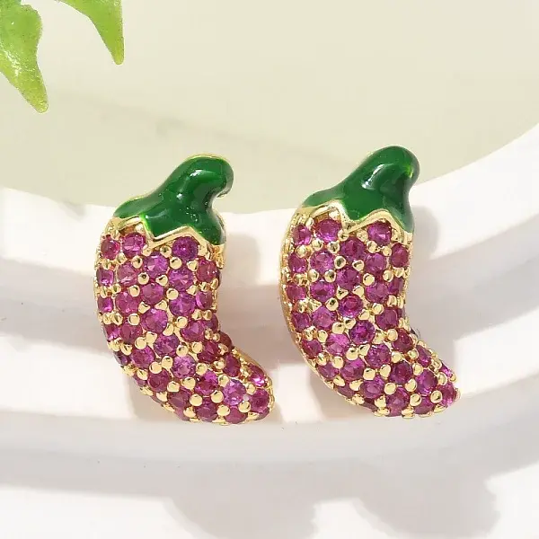 Brass Micro Pave Cubic Zirconia Stud Earrings