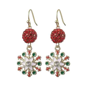 Alloy Enamel with Rhinestone Dangle Earrings
