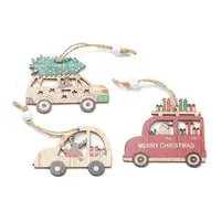 Christmas Themed Natural Wood Pendant Decorations