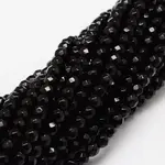 Faceted Natural Onyx Round Beads Strands