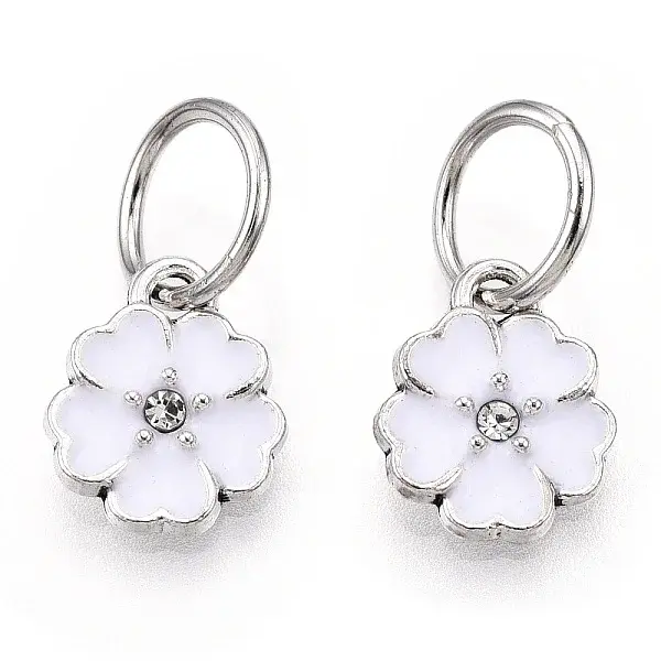 Enamel Style Flower Alloy Rhinestone Charms