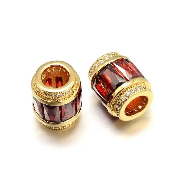 Column Brass Micro Pave Cubic Zirconia European Bead