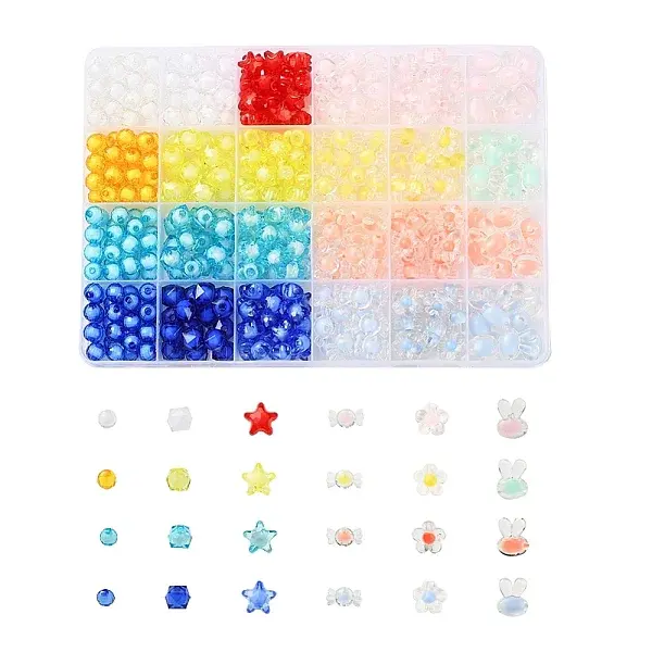 392Pcs 24 Style Transparent Acrylic Beads