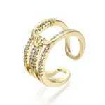 Brass Micro Pave Clear Cubic Zirconia Cuff Rings
