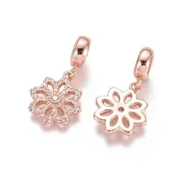 Brass Micro Pave Cubic Zirconia European Dangle Charms