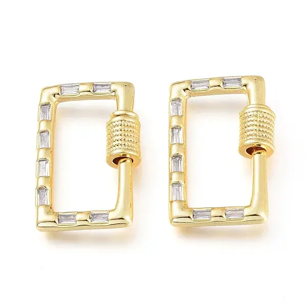Brass Micro Pave Cubic Zirconia Screw Carabiner Lock Charms