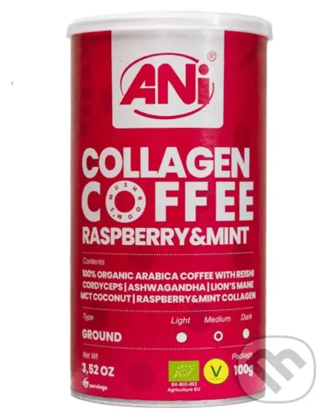Kolagén Raspberry&Mint mletá káva plechovka,Kolagén Raspberry&Mint mletá káva plechovka