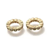 Brass Micro Pave Clear Cubic Zirconia European Beads