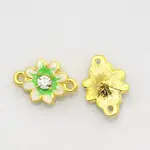 Golden Tone Alloy Rhinestone Enamel Flower Links connectors