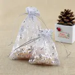 Christmas Printed Organza Drawstring Bags
