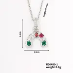 Simple Cute Style Rainbow Shape Brass Coloful Cubic Zirconia Pendant Necklace with Cable Chain for Women Girl