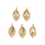 Brass Pave Clear Cubic Zirconia Teardrop Connector Charms