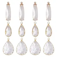 12Pcs 3 Styles Brass Glass Pendants