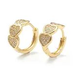Brass Micro Pave Clear Cubic Zirconia Huggie Hoop Earrings