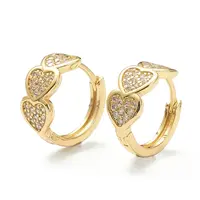 Brass Micro Pave Clear Cubic Zirconia Huggie Hoop Earrings