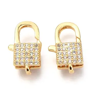 Brass Micro Pave Cubic Zirconia Lobster Claw Clasps