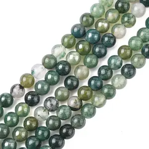 Natural Moss Agate Beads Strands