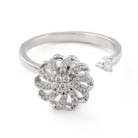 Flower Rotatable Open Ring for Women