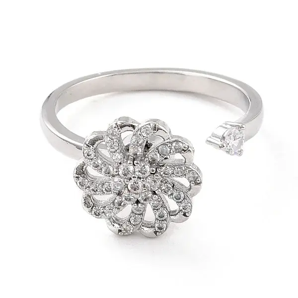 Flower Rotatable Open Ring for Women