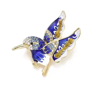 Bird Enamel Pin with Rhinestone