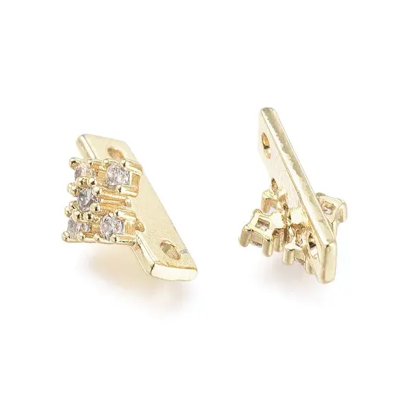 2 Hole Brass Micro Pave Cubic Zirconia Multi-strand Links