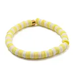 Polymer Clay Heishi Surfer Stretch Bracelet with 304 Stainless Steel Beaded