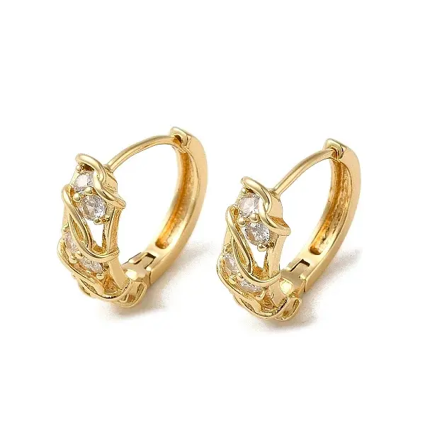Brass Micro Pave Cubic Zirconia Hoop Earring