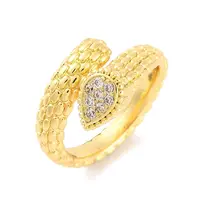 Teardrop Brass Micro Pave Clear Cubic Zirconia Open Cuff Rings