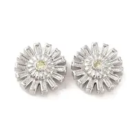 Brass Micro Pave Clear Cubic Zirconia Beads