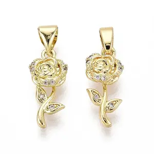 Brass Micro Pave Cubic Zirconia Pendants
