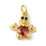Brass Micro Pave Red Cubic Zirconia Pendants