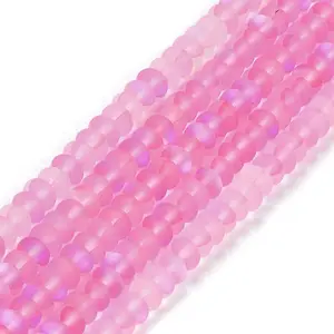 Frosted Transparent Glass Beads Strands