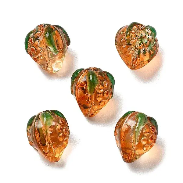 Transparent Glass Enamel Beads Strawberry