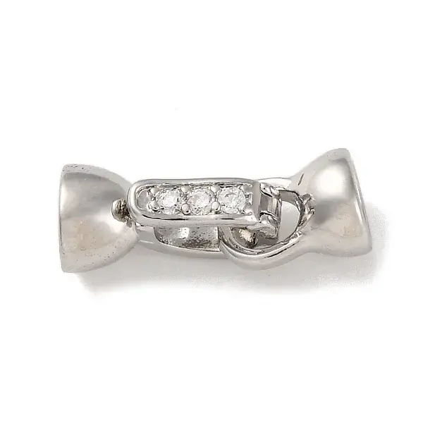 Brass Micro Pave Clear Cubic Zirconia Fold Over Clasps