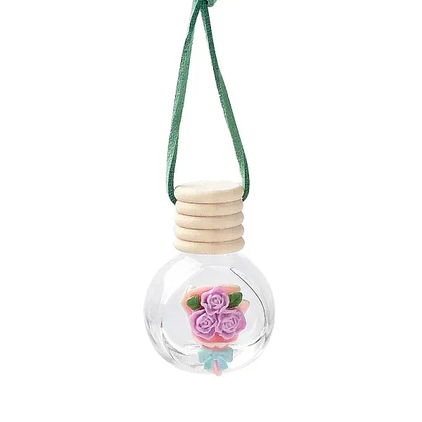 Empty Glass Perfume Bottle Pendants with Wood Cap