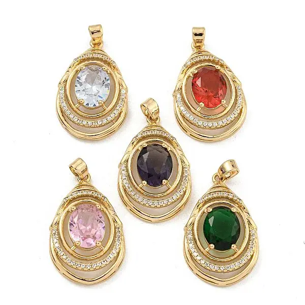 Brass Micro Pave Cubic Zirconia Pendants