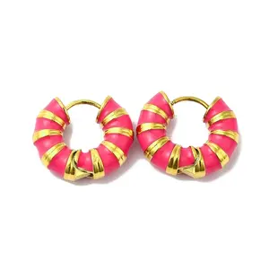 Enamel Round Hoop Earrings