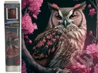 Výr a sakura 30 x 40 cm (Diamantový obrázek)