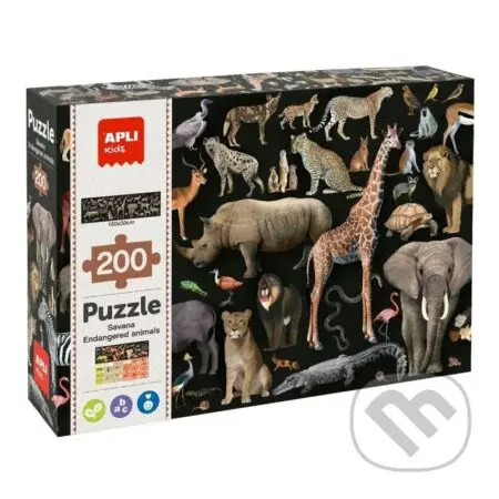 Ohrožená zvířata v savaně - puzzle z kategorie Naučné puzzle