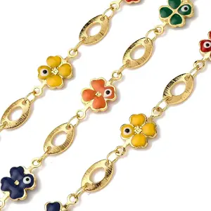 Brass Clover with Oval Link Chains