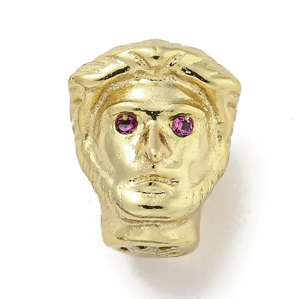 Brass Micro Pave Camellia Cubic Zirconia Beads