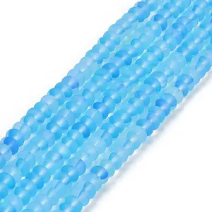 Frosted Transparent Glass Beads Strands