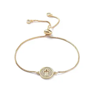 Adjustable Brass Micro Pave Cubic Zirconia Slider Bracelets