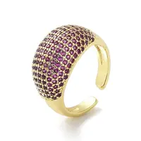 Brass with Cubic Zirconia Open Cuff Rings for Women