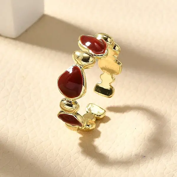 Brass Enamel Cuff Rings for Women