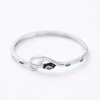 Cubic Zirconia Snake Hinged Bangle with Enamel